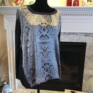 Bobeau Snakeprint Silk Blouse